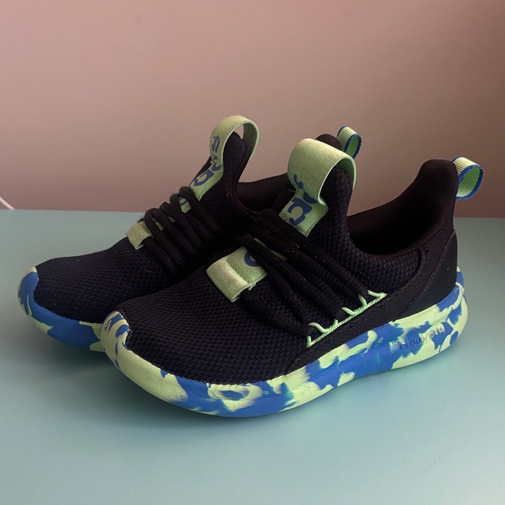 Boys Adidas Kids Black and Lime Sneakers